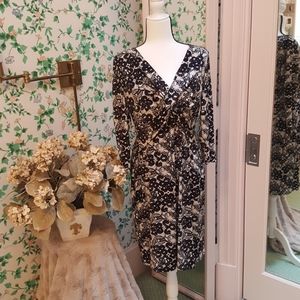 Evan-Picone dress size 12 black/cream print